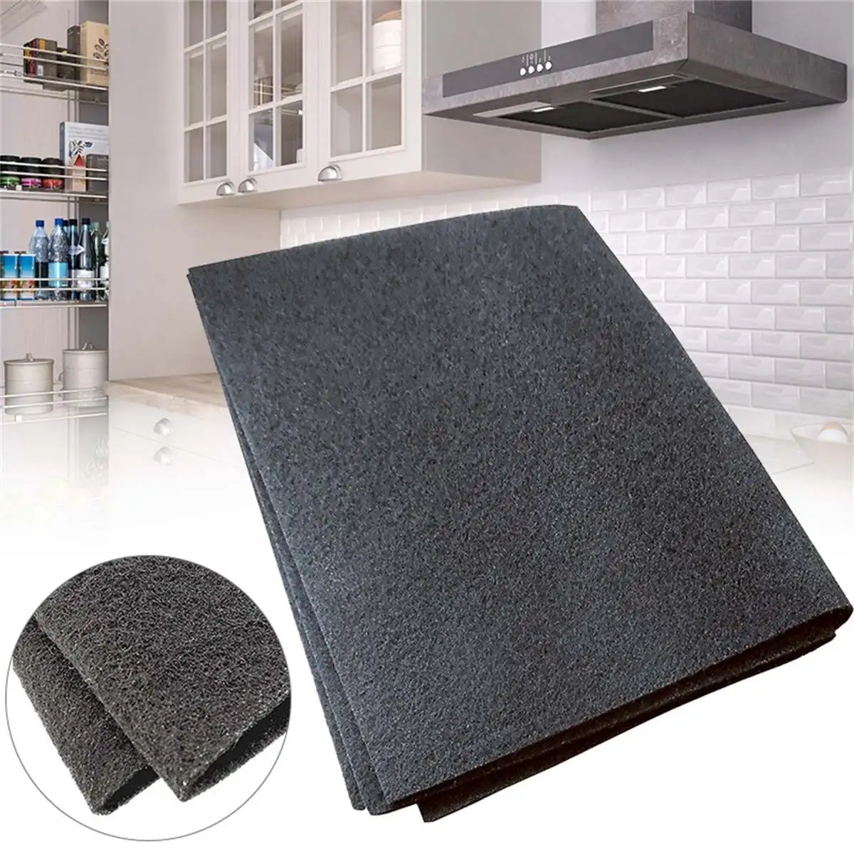 57X47cm Black Cooker Hood Extractor Activated Carbon Filter Cotton For Smoke Exhaust Ventilator Home Kitchen Range Hood Parts