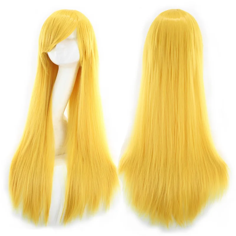 Similler Synthetic Anime Long Straight Wigs for Cosplay Women Heat Resistance Hair Black Blue Pink Green Yellow Red 100cm