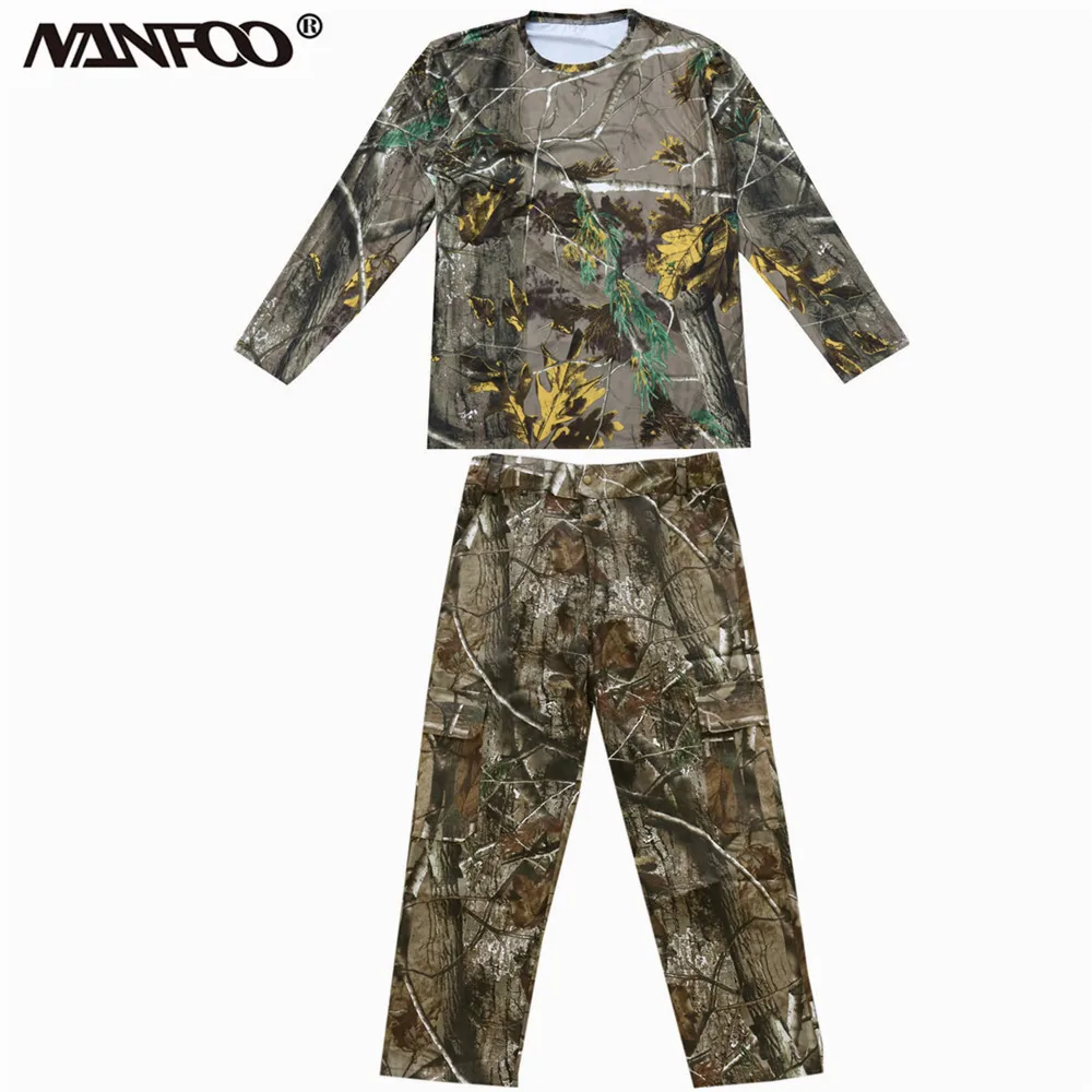 New Summer Bionic Camouflage Hunting Fishing Suit Breathable Long Sleeve T-Shirt Wearable Pants Tactical Military Ghillie Suit