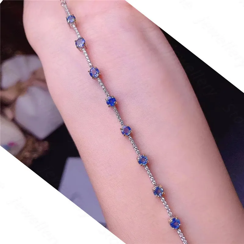 

New Natural sapphire Bracelet 925 Silver Ladies Bracelet Luxury Elegant Fashion Trend