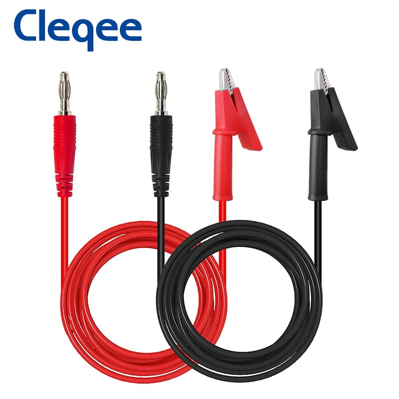 

Cleqee P1040 2PCS Copper 4mm Banana Plug to Shrouded Alligator Clip Multimeter Test Leads 1000V/15A Wire