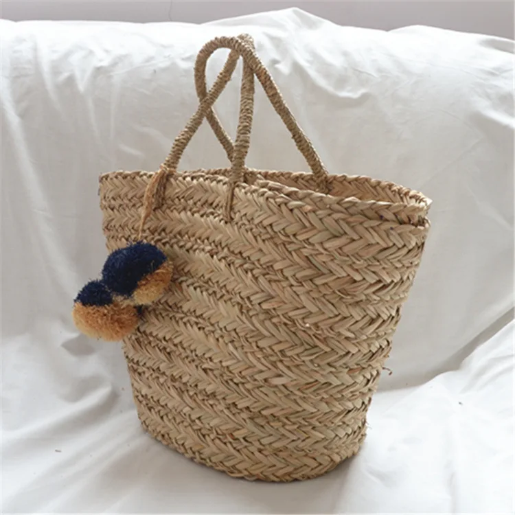 new Beach Rattan Straw Polyester bag fashion leisure straw bag quality craft paper holiday weaving handbag beach bag Hair ball