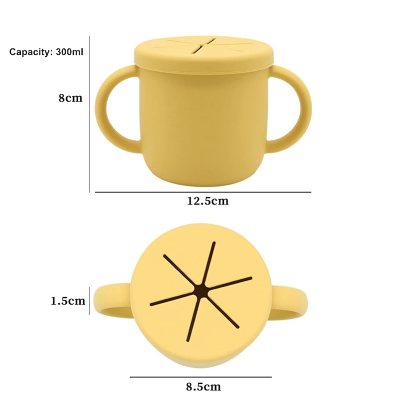 10 sztuk Food Grade Silicone Baby Snack Cup nauka karmienia Anti-Fall anti-posypać przenośny kubek do picia dla dziecka z podwójnym uchwytem