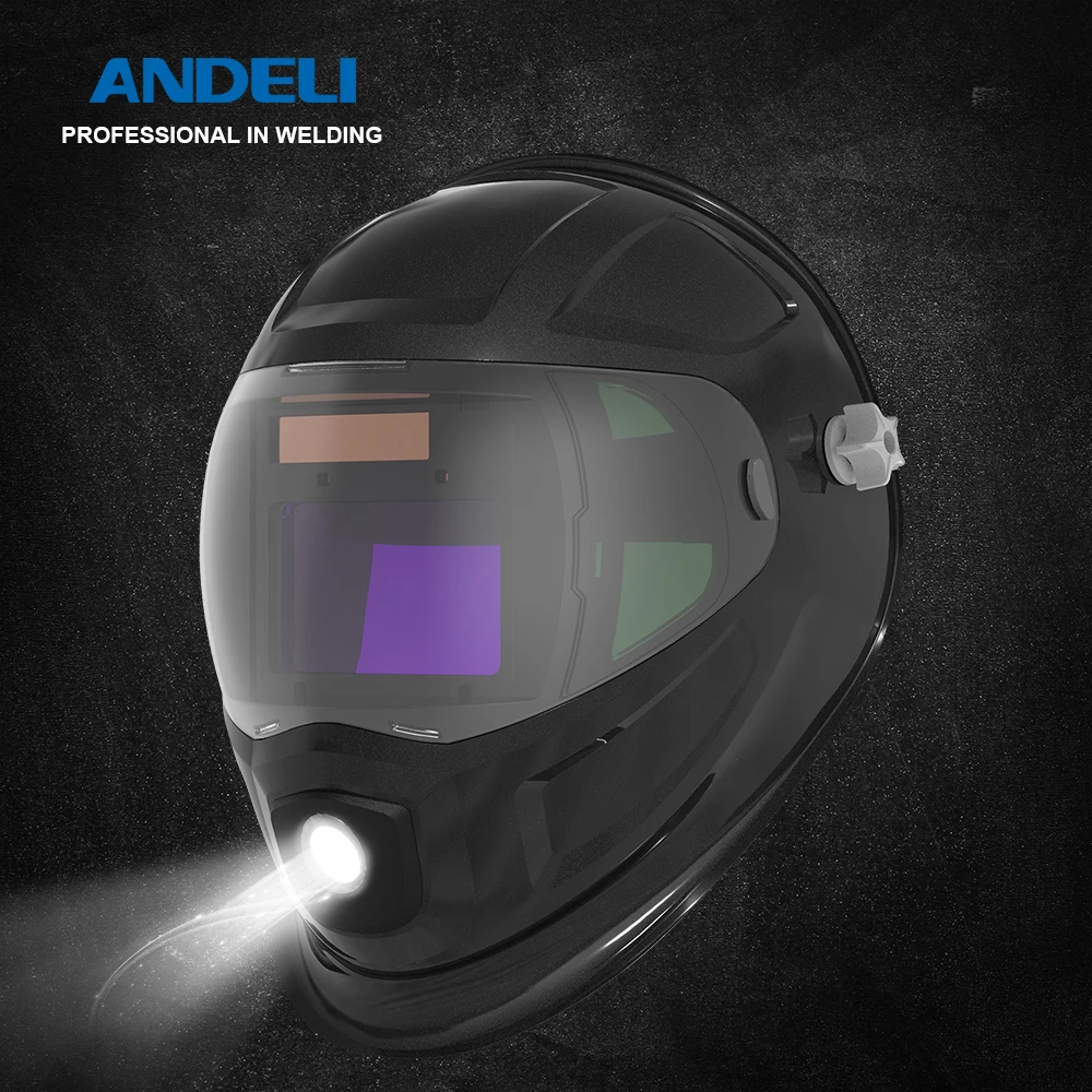 ANDELI Auto Darkening Welding Helmet Adjustable Range True Color Large View Welding Mask with Welding Cutting