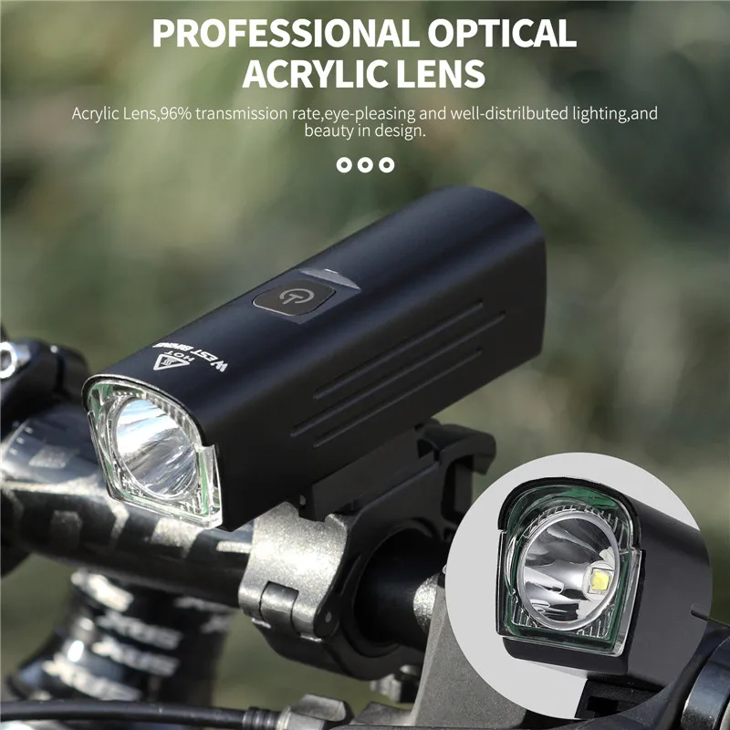 WEST BIKING Contest Level Bicycle Light 1300 Lumen USB Rechargeable Flashlight MTB Road Bike LED Headlight Waterproof Rear Lamp