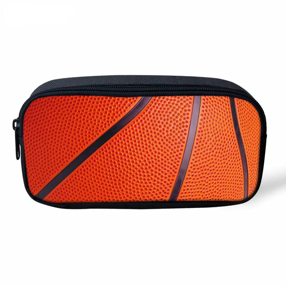 Basketballs Baseballs Pattern Pencil Bag Kawaii Pen Cute School Pencil Case Supplies Zipper Bag Pencil Pouch Makeup Bag