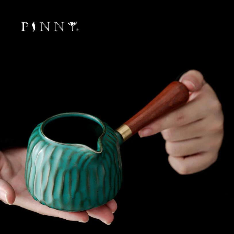 

PINNY 280ML Retro Ceramic Dark Green Glaze Cha Hai Chinese Kung Fu Tea Accessories Pigmented Drinkware