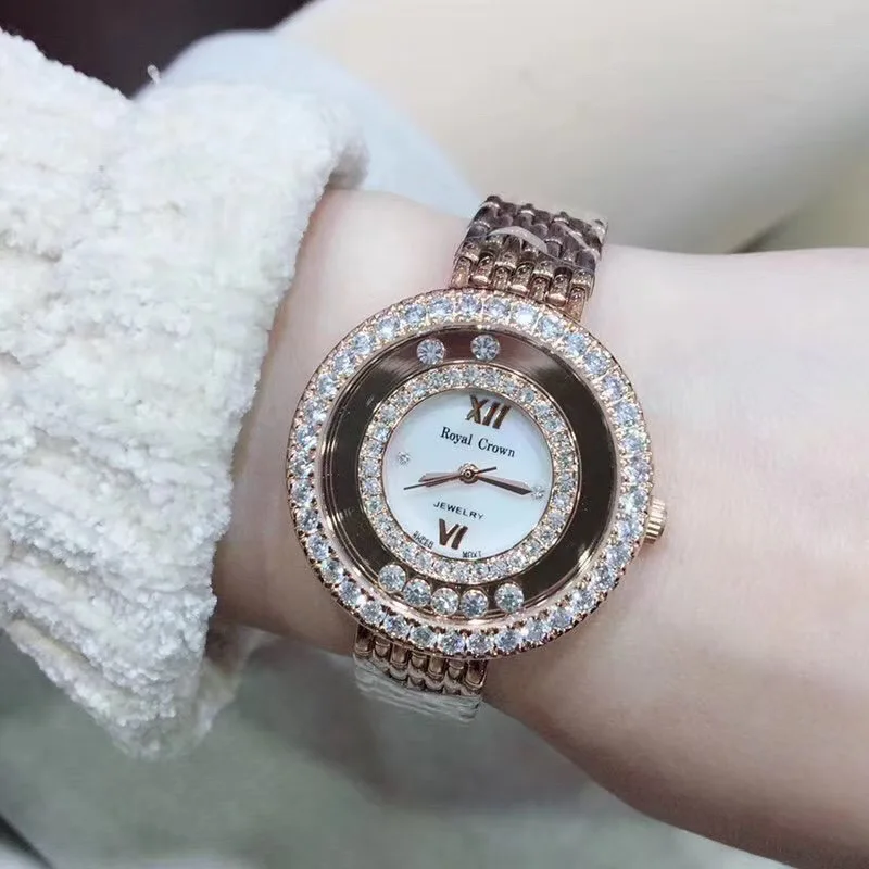 MIQIAO Quartz Watch Women 316 Steel Strap Rose Gold Color Waterproof Diamond-Studded Zircon Buckle Fashion Female Trend Girl