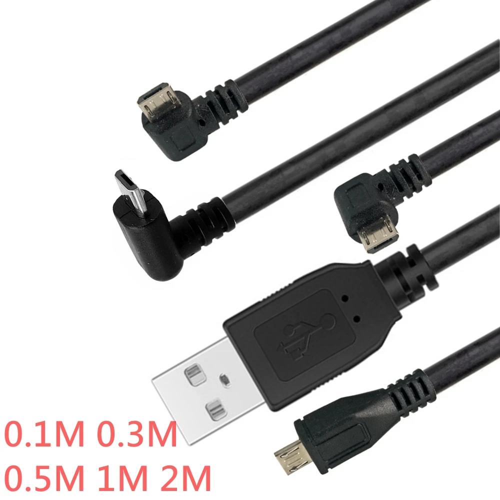 Up & Down & Left & Right Angled 90 Degree USB Micro USB Male to USB male Data Charge connector Cable 25cm 50cm for Tablet 5ft 1m