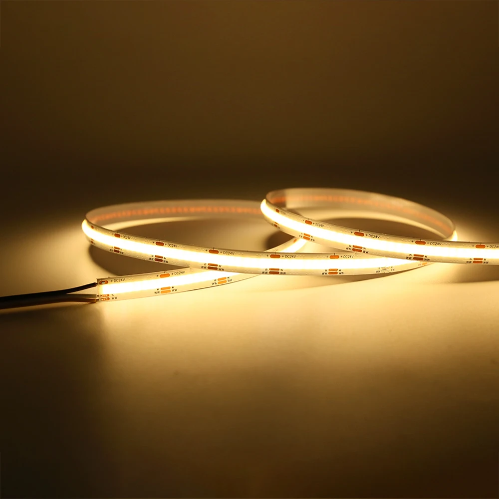 

5M 24V CCT COB LED Strip Light 608led/meter CRI90 CCT Adjustable 2700K+6000k High Lumen LED Strip no Dark Spot Linear Dimmable