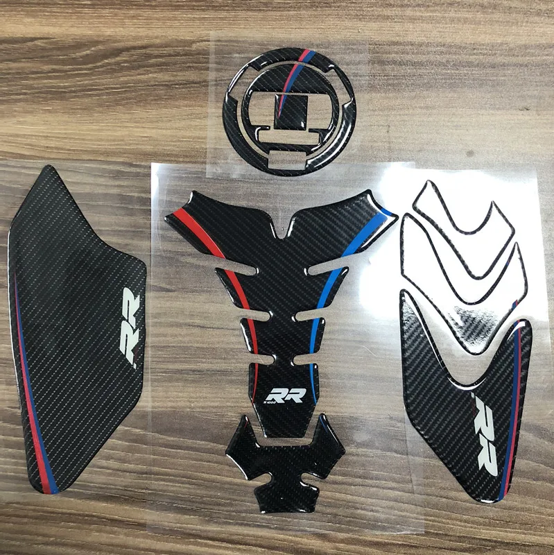 Fuel Tank Pad Kit Sticker Tank Side Oil Gas Cap Cover Protector 3D Carbon Fiber Motorcycle Decal For BMW S1000RR S1000R HP4