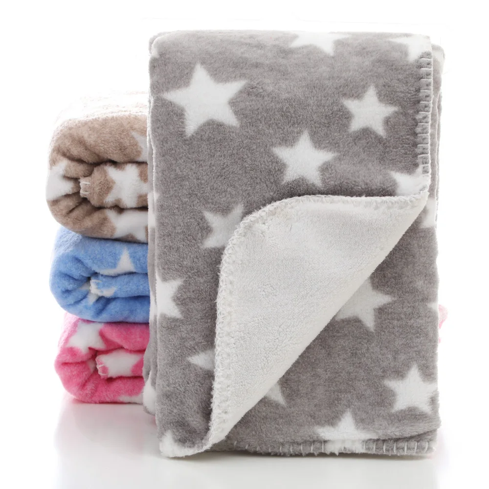 Newborn Baby Blanket Double Layer Coral Fleece Star Style Blankets Baby Swadding Thermal Receiving Stroller Wrap Bedding Blanket