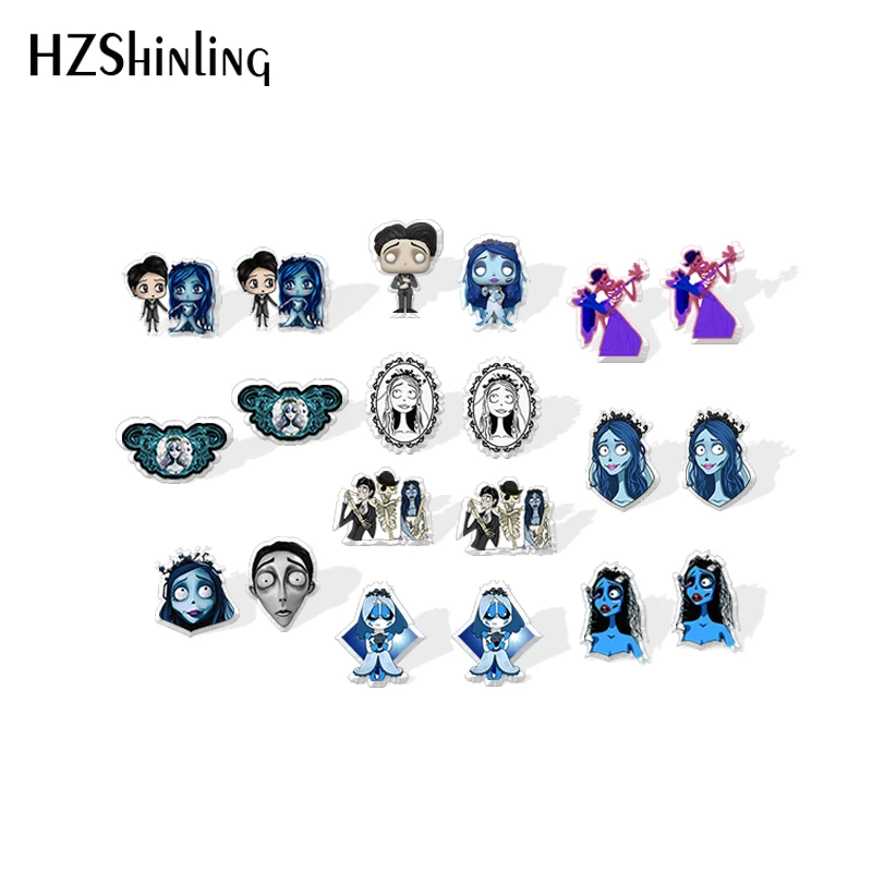 2020 New Corpse Bride Stud Earring Halloween Acrylic Earrings Handmade Resin Epoxy Jewelry Earring