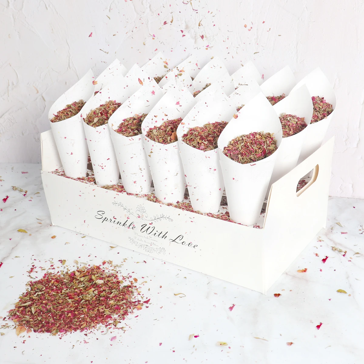 Wedding Confetti Cones Holder Stand Wedding Decoration Dried Flowers Confetti Tray Box Support Bride To Be Party Supplies