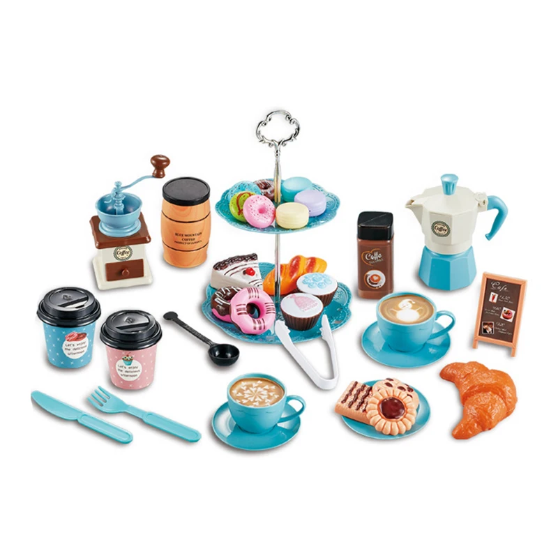 Kinderen Simulatie Afternoon Tea Speelgoed Set Diy Pretend Play Keuken Speelgoed Voedsel Koffie Machine Dessert Speelhuis Speelgoed Voor Meisjes kids