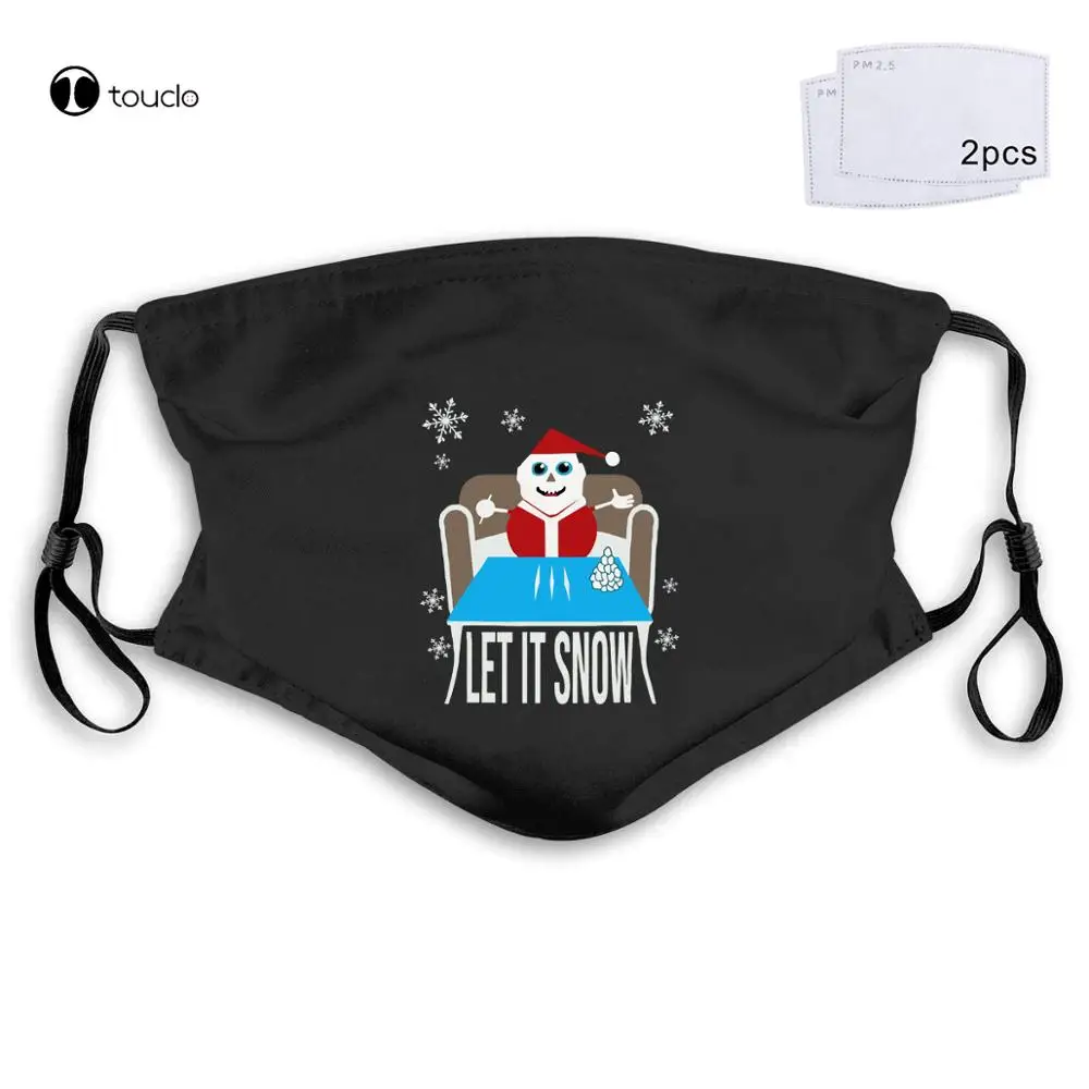 Funny  Santa Let It Snow Christmas Unisex Face Mask Filter Pocket Cloth Reusable Washable