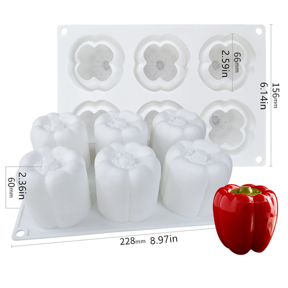 6 Cavity Pepper Shape Silicone Mold Chili Cake Mould Pumpkin Pepper Silicone Mousse Cake Mould Cake Decoration Tools Cake Tools