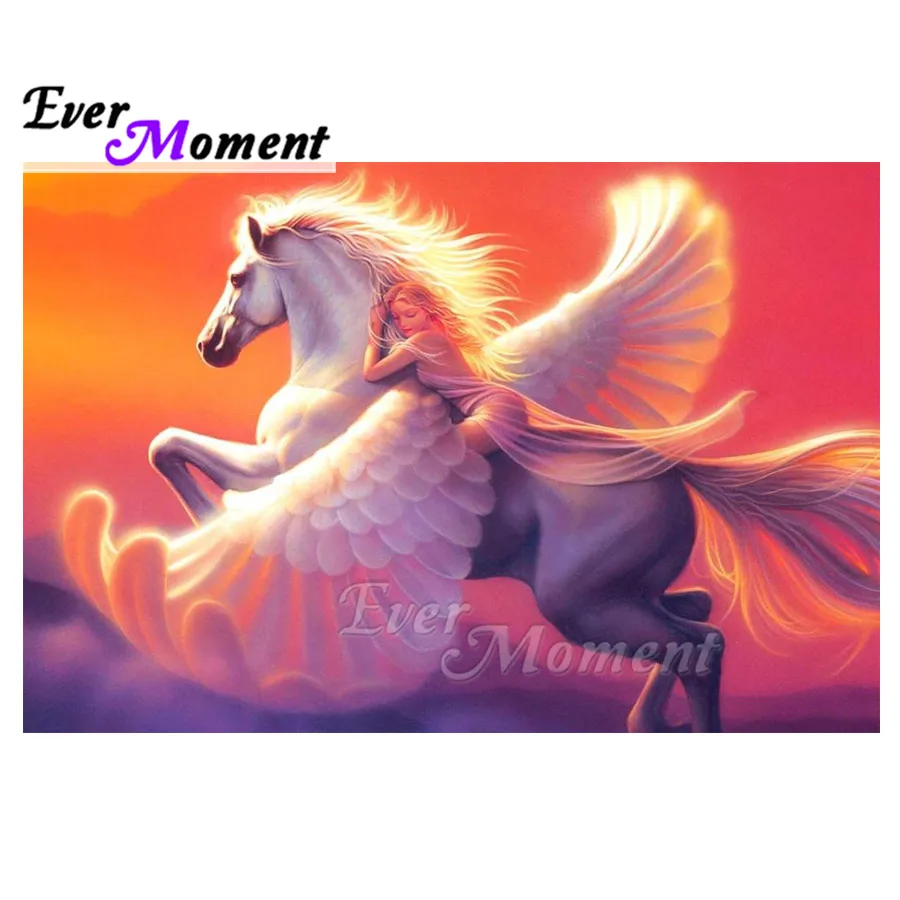 

Ever Moment Diamond Painting Picture Of Rhinestone Horse with Wing Girl Handmade Full Square Drill Diamond Embroidery ASF1820