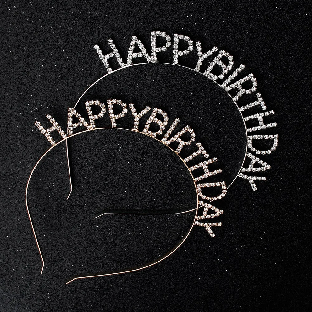 The HAPPY BIRTHDAY children hairband crystal letter decoration headband for birthday party