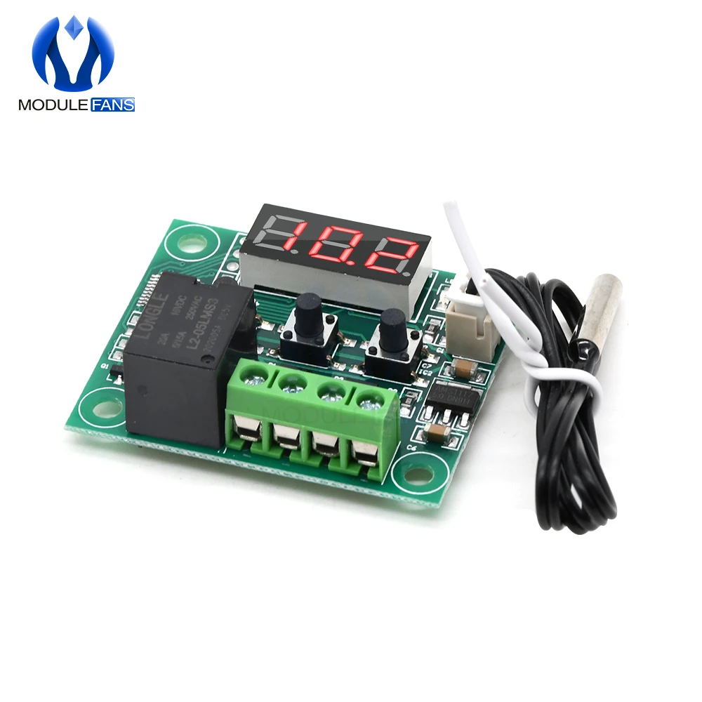 W1209 DC 5V 12V 24V Rood Blauw LED Digitale Thermostaat Temperatuurregeling Thermometer Module + NTC waterdichte Sensor Draad