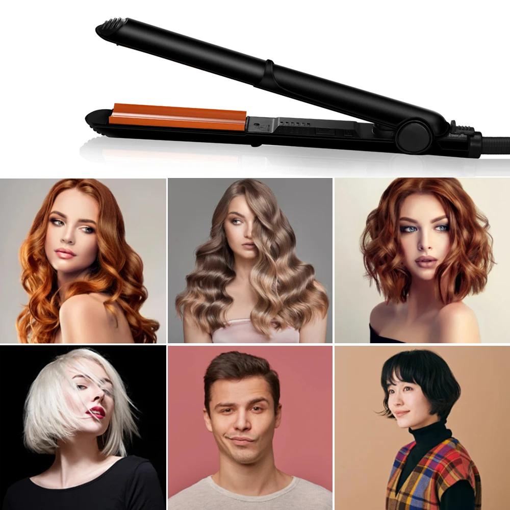 Hair Curler Ceramic Coated Curved Plate Hair Waver PTC Heater Curling Irons Straightener Crescent Plate Fast Heating Flat Iron