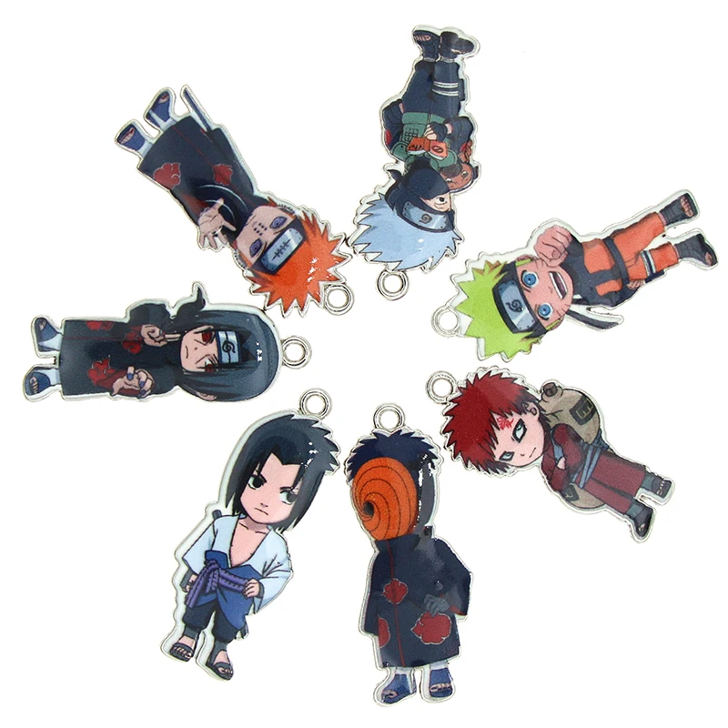 10pcs Japanese Anime Cartoons Character Ninja DIY Enamel Metal Charm Pendants keychain Jewelry Making Mobile Phone Accessories