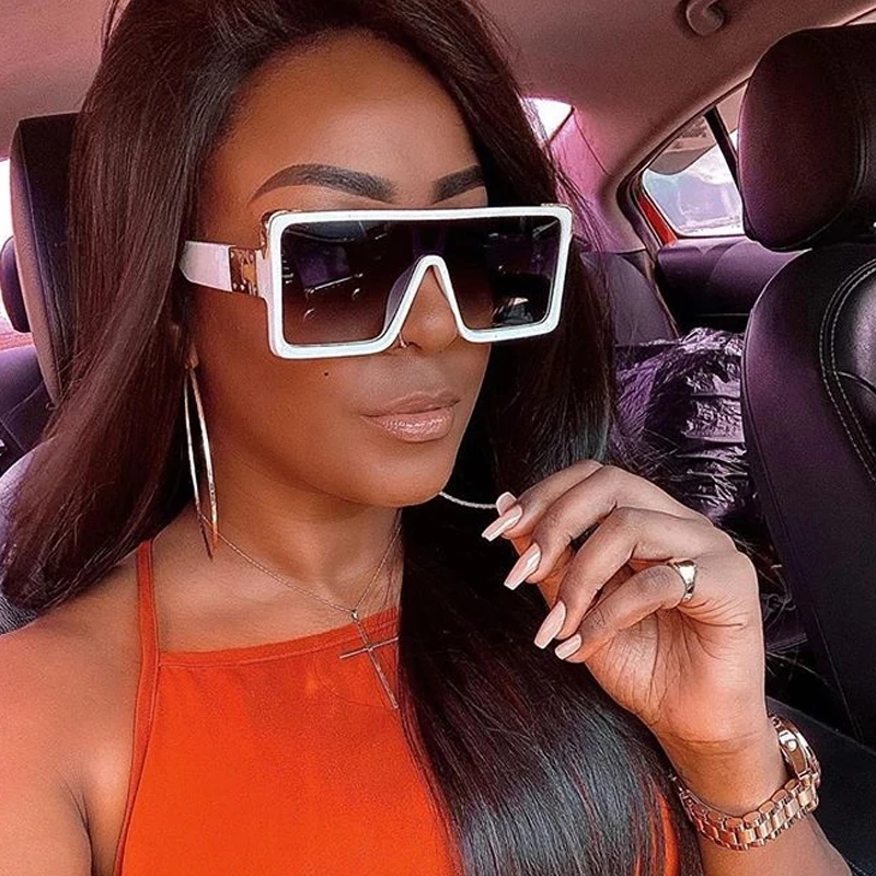 HKNA Vintage Siamese Oversized Sunglasses Women 2022 Luxury Brand Square Sunglasses Women Luxury Shades Women Gafas De Sol Mujer