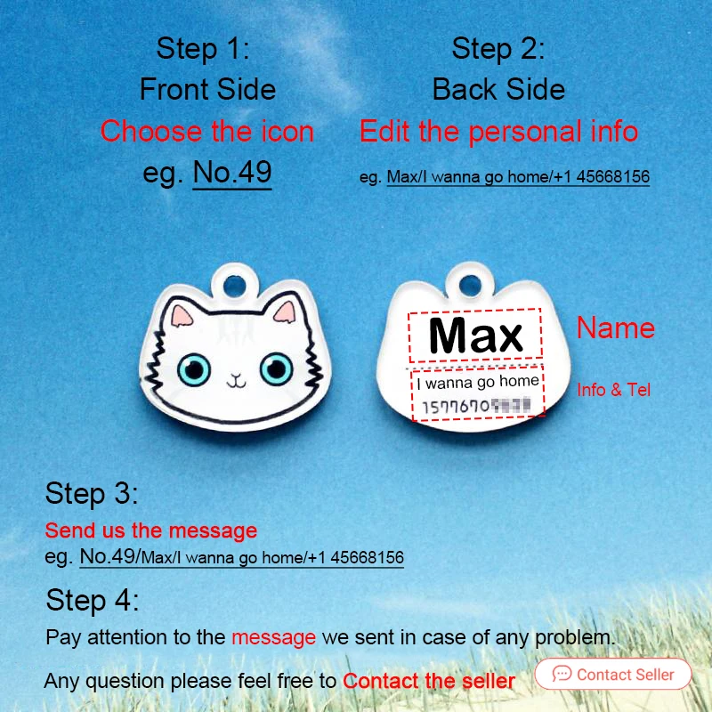 Personalized Cat Tag With Icon Handmade Acrylic ID Tag for Cats Collar Kitten Adorable Nameplate Pendent Pet Products