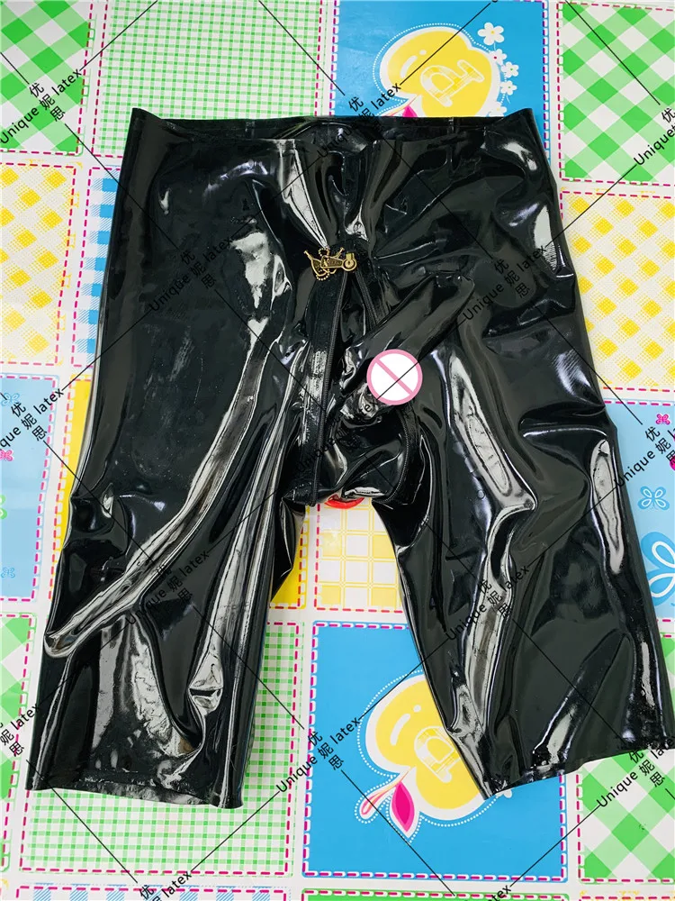 MEN LATEX UNDERWEAR LOCK ZIP HIDDEN DUE CONDOM