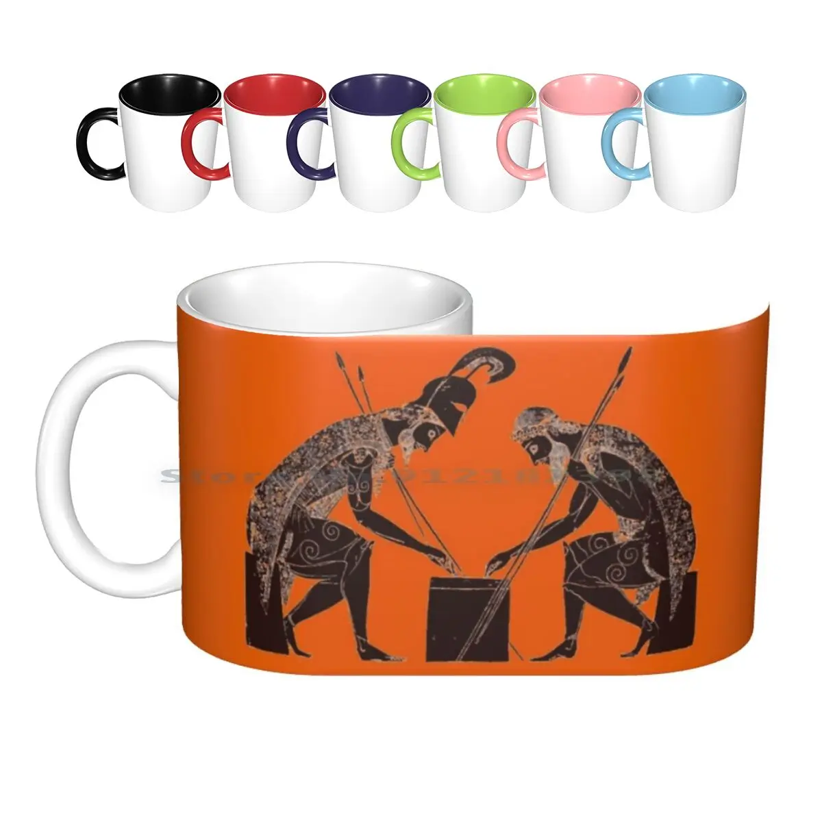 Achilles And Playing A Game Of Dice Ceramic Mugs Coffee Cups Milk Tea Mug Greek Mythology Greek Mythology Troy Iliad Odysseus