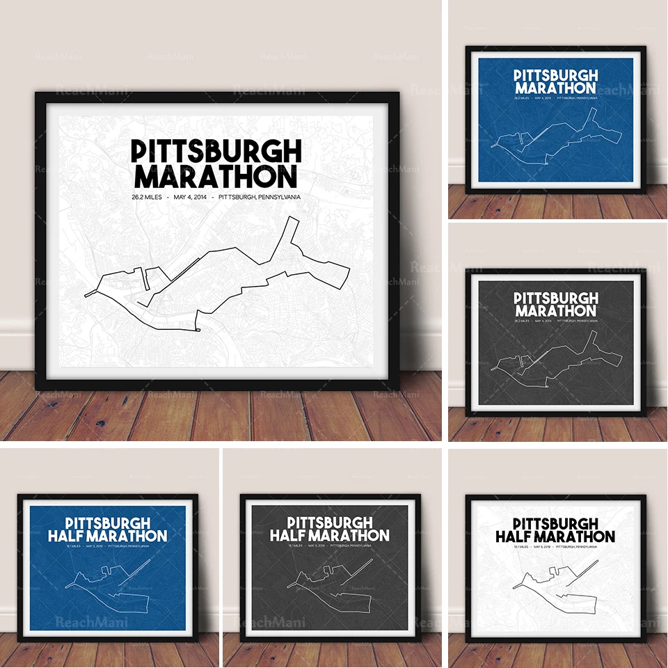 2014 2019 Pittsburgh Marathon running map, printable marathon map art, personalized marathon map, running gift, 26.2, marathon g