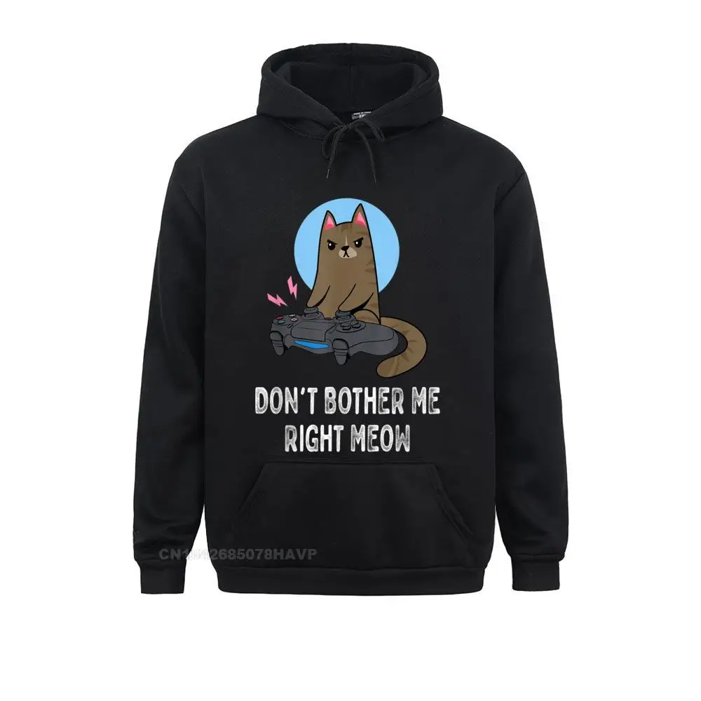 Don't Bother Me Right Meow Funny Video Gamer Cat Lover Hoodie Sweatshirts Leisure Anime Sweater Hip Hop Hoodies For Men Harajuku