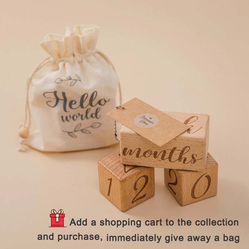 3pcs/set Handmade Baby Milestone Cards Square Engraved Wood Infants Bathing Gift Newborn Photography Calendar Photo Accessories
