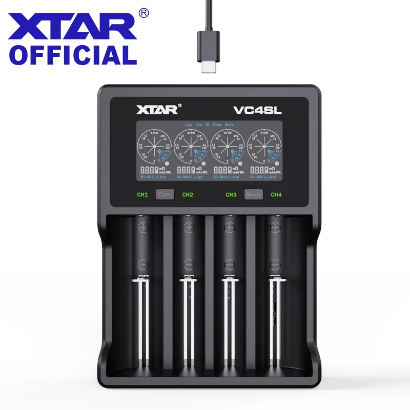 XTAR-cargador de batería VC4SL 18650, carga rápida USB C QC3.0, 1,2 V, Ni-MH, AAA, AA, iones de litio 21700