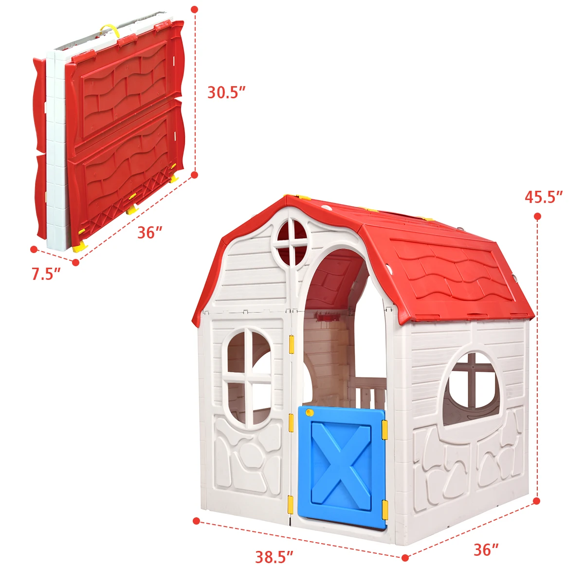 Kids Cottage Playhouse Foldable Plastic Play House Indoor Garden Toy Portable