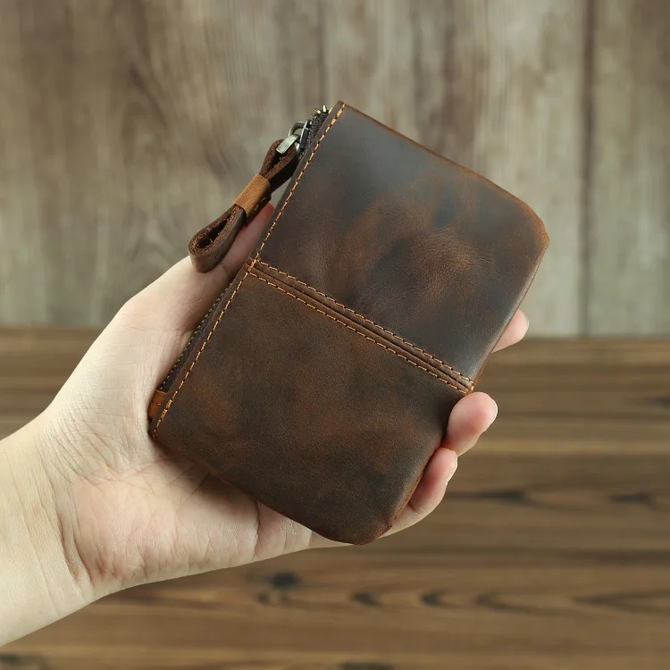 Newsbirds Genuine leather short wallet for coins men women coin purse card holder wallets male female little leather coin purse