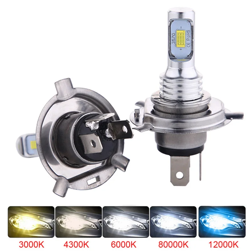 2Pcs CSP H4 H7 H11 H1 H6 H3 6500K Motorcycle Headlight Head Fog Light Lamp CSP LED Bulb Hi-Lo Beam Wireless Direct Install