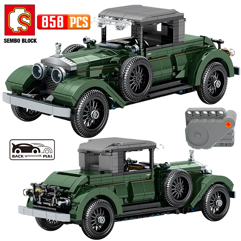 SEMBO BLOCK City Pull Back Retro Classic Car Building Block Mechanical Racing Vehicle Model Bricks Toys for Kids Gifts