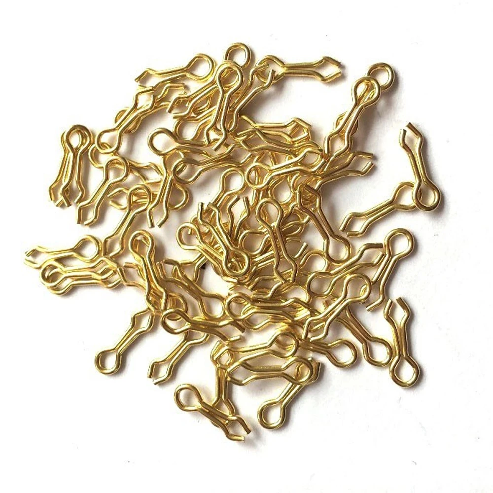 Bimoo 50/100pcs Brass Fishing Sinker Eyes Eyelets for Jig Weight Molds Splay Ring Swivel Brass Jig Snap Matt Black Gold Color