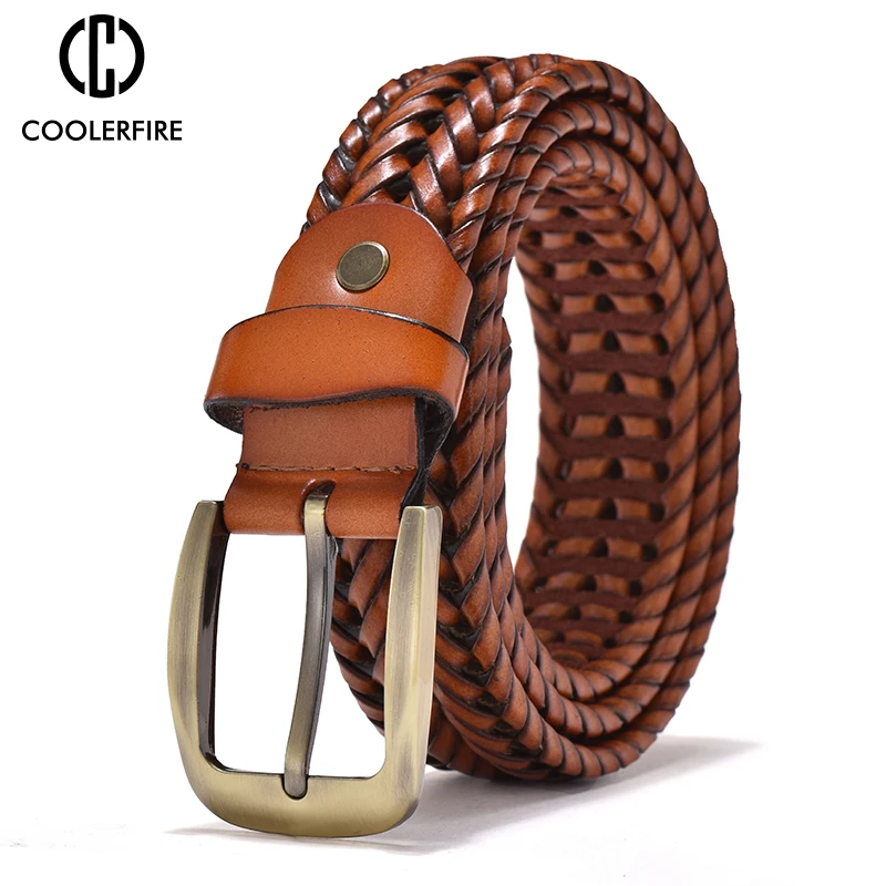 ผู้ชายหนังถักเข็มขัด Webbing คุณภาพสูง Hand Vintage เข็มขัดผู้ชายหัวเข็มขัด Casual สำหรับกางเกงยีนส์สายคล้อง HQ212