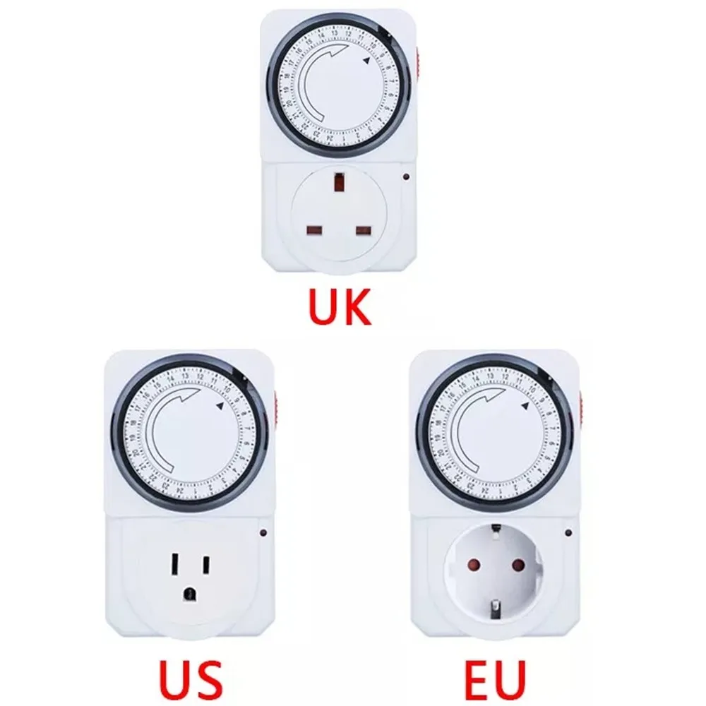 24 Hour Cyclic Timer Switch Kitchen Timer Outlet Loop 110V Timing Socket Mechanical Timer 230VAC 3500W 16A UK EU US Plug