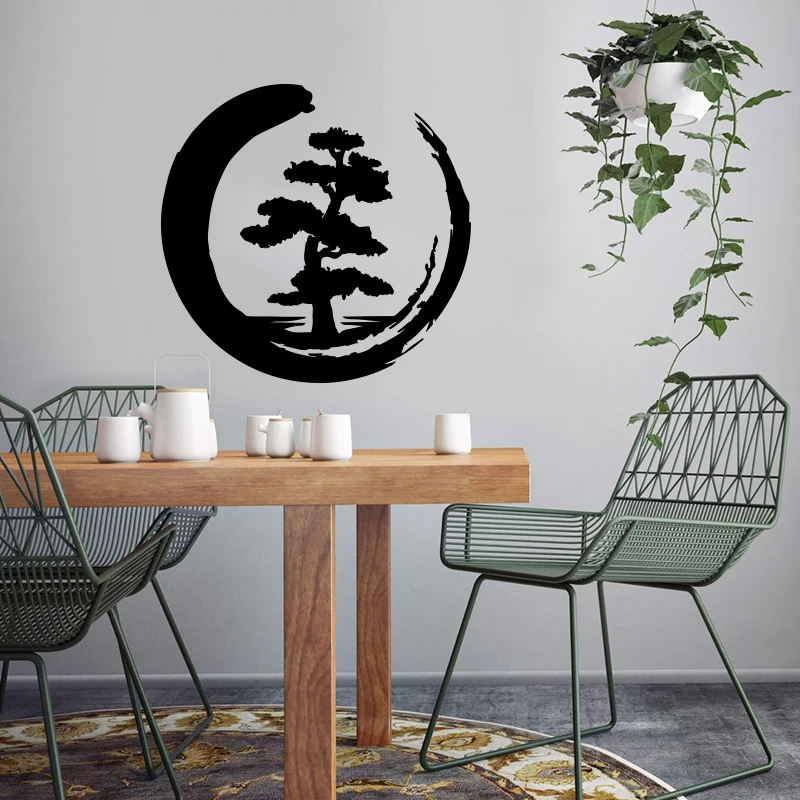 Large Enso Tree Of Life Zen Circle Buddhism Yoga Wall Sticker Bedroom Tree Of Life Buddha Yoga Wall Decal Living Room Vinyl