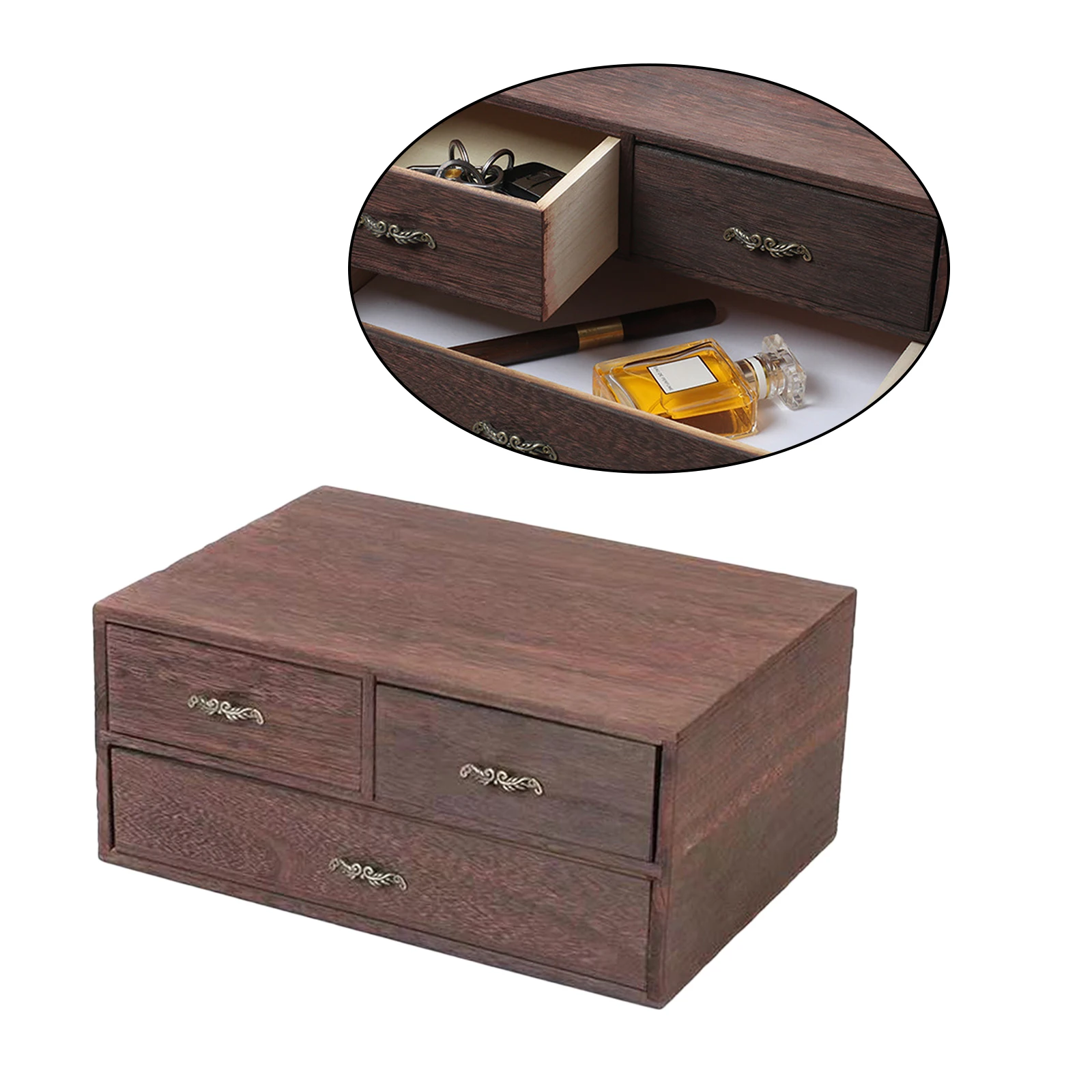 Portagioie retrò tipo di cassetto organizzatore Desktop custodia in legno scatole regalo Decorative per la casa gioielli Trinket Treasure Organizer