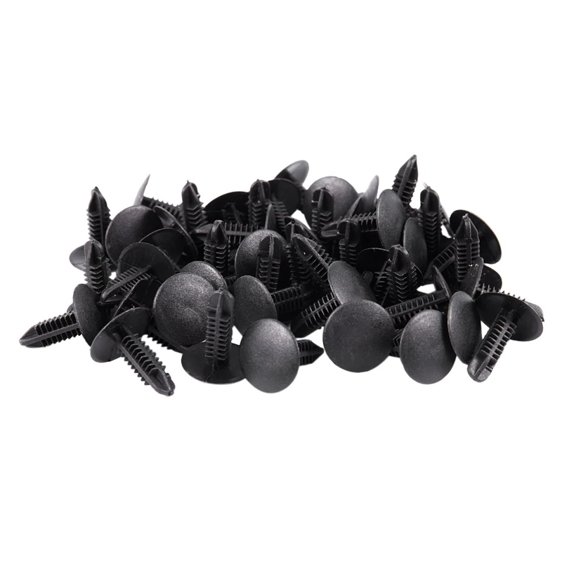 5mm x 5mm Hole Dia Black Plastic Rivets Fastener Push Clips 48 Pcs