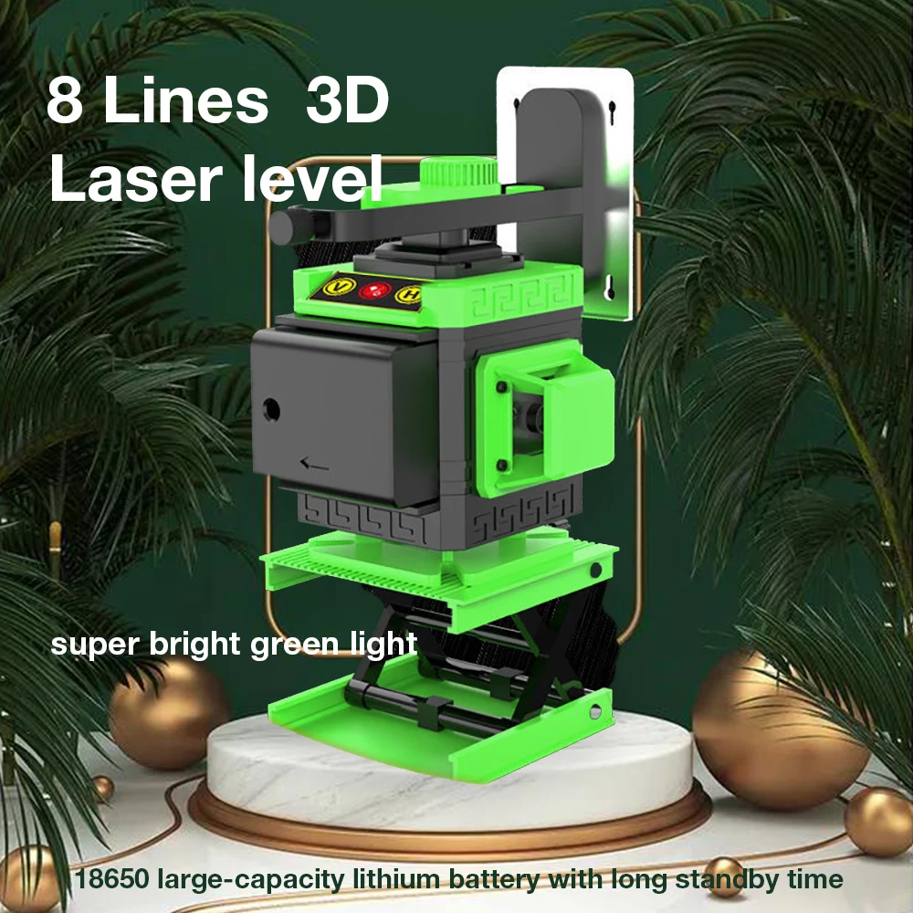 

Laser Level 8 Lines 3D Self-Leveling 360 Horizontal And Vertical Cross Super Powerful Green Laser/ Blue Lase