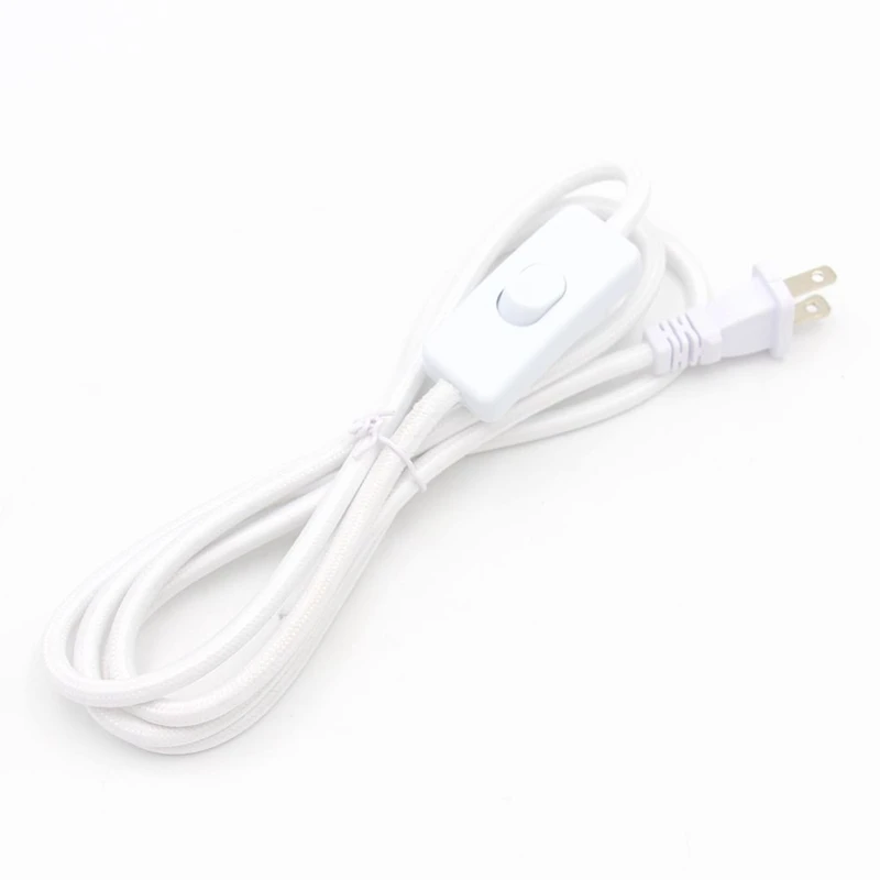 AC 110-120V US Plug Power Cords with Switch Fabric Braided Cover Power Supply Cord Extension Wire Cable