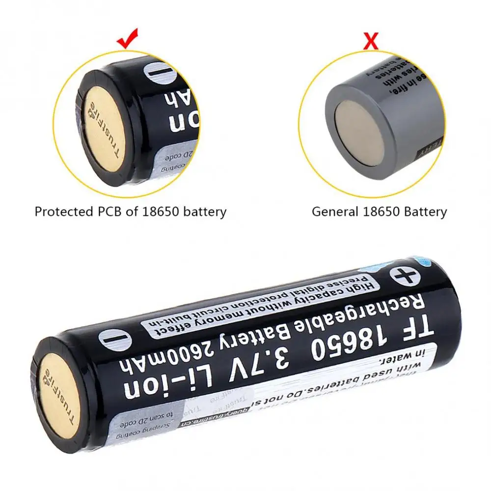 5 teile/los Hohe Kapazität TrustFire Geschützt TF 18650 2600 mAh 3,7 V Batterie Wiederaufladbare Lithium-Batterien mit Sicherheit Relief ventil