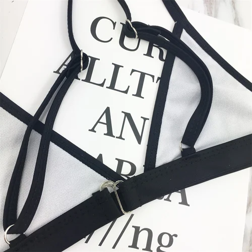 Imagen 2 del producto Conjunto de Bikini de LICRA para mujer, traje de baño sin aros liso, Bikini Sexy para playa, EF0003