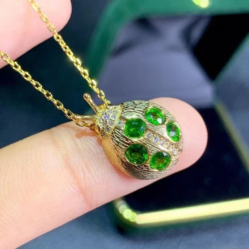 Jewelry Moon Pendant for Young Girl 3mm Natural Diopside Pendant Fashion 925 Silver Gemstone Pendant