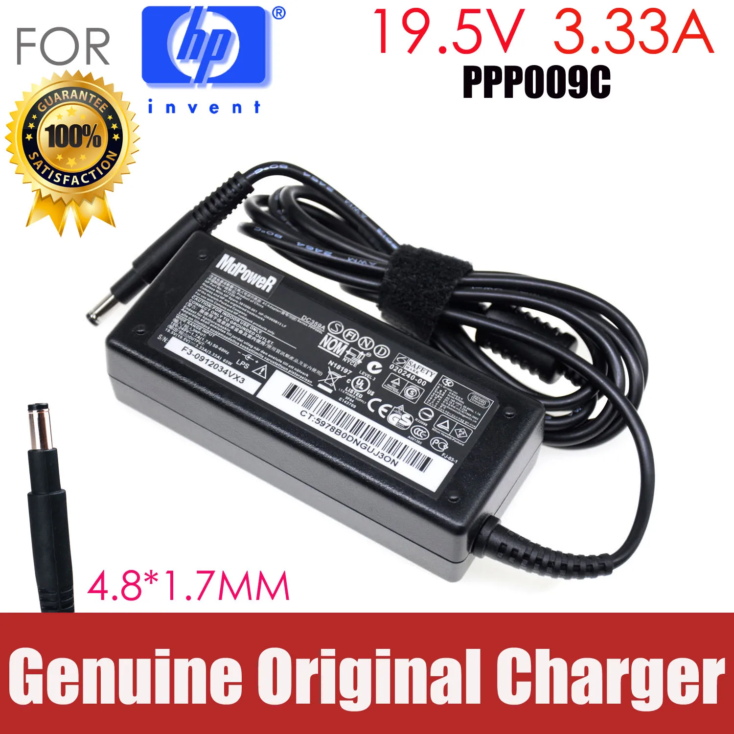 Original 19.5V 3.33A 65W laptop AC power adapter charger for HP envy 6 TPN-Q113 TPN-Q115 Pavilion 14 Envy 4-1008TX Spectre XT 13